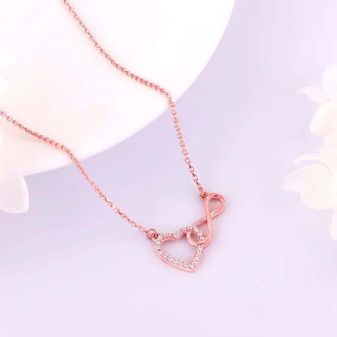 Rose Gold Sparkling Infinity Necklace