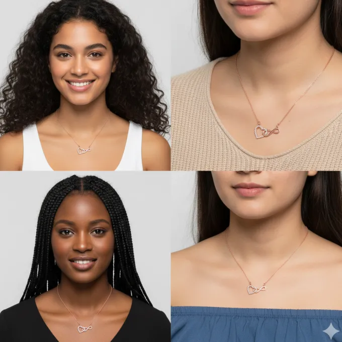 Rose Gold Sparkling Infinity Necklace