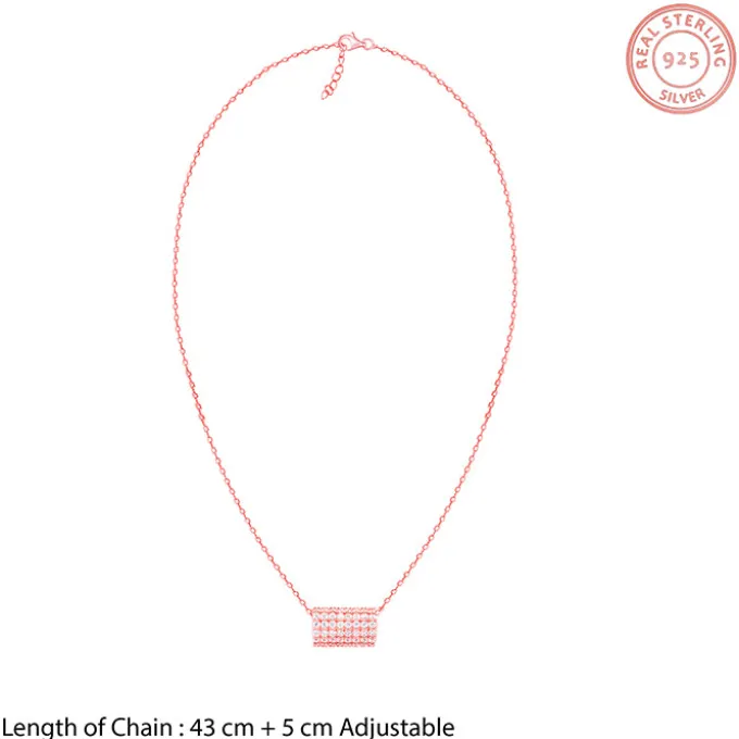 Rose Gold Sparkling Loop Pendant With Link Chain