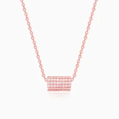 Rose Gold Sparkling Loop Pendant With Link Chain