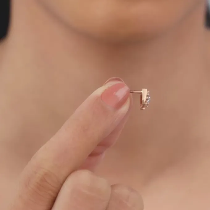 Rose Gold Sparkling Square Lab Grown Diamond Earrings