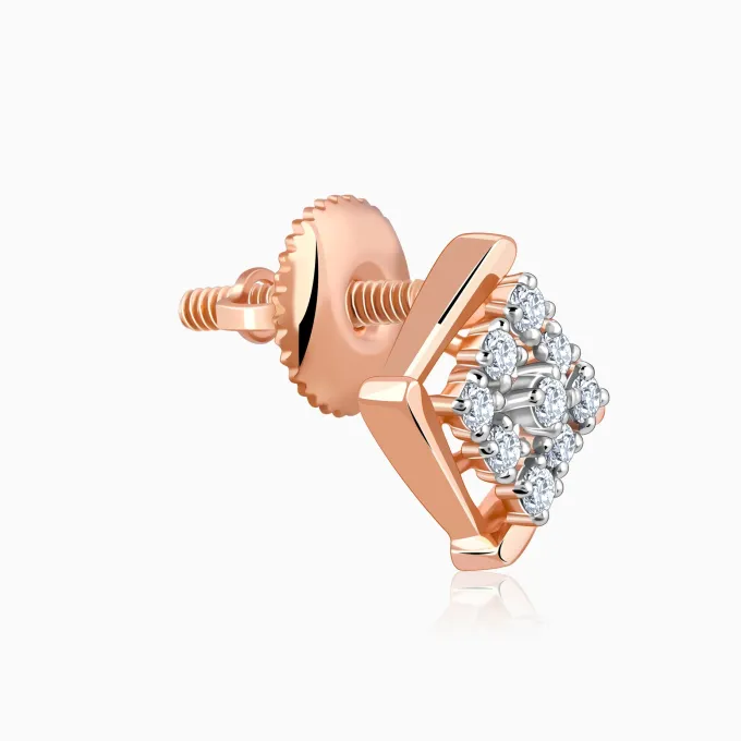 Rose Gold Sparkling Square Lab Grown Diamond Earrings