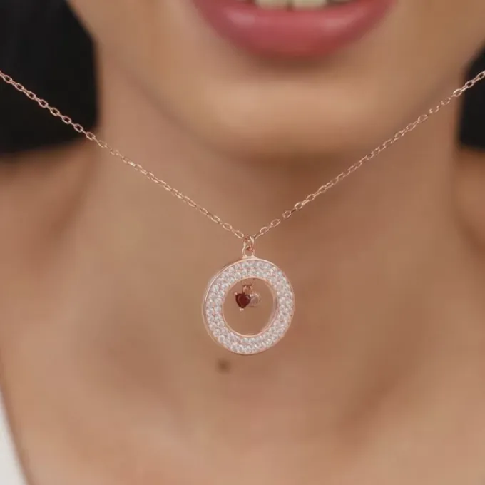 Rose Gold Special Slides Open Pendant With Link Chain