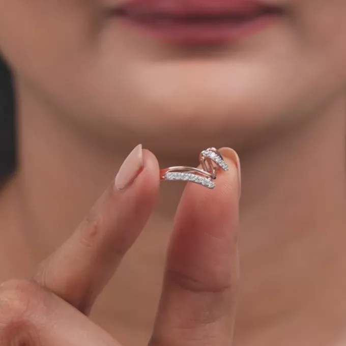 Rose Gold Spiral Lab Grown Diamond Ring
