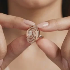 Rose Gold Spiral Sparkle Ring (Size 12)