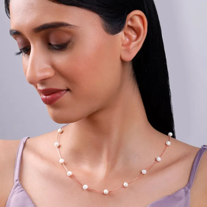 Rose Gold Splendid Pearl Necklace