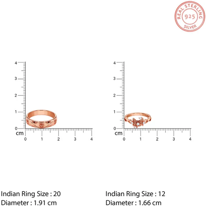 Rose Gold Spring Floral Couple Rings