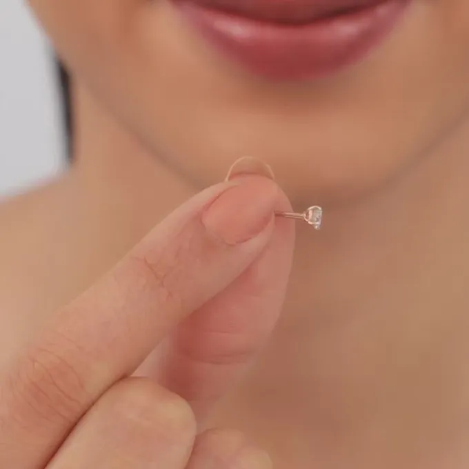 Rose Gold Spring Halo Lab Grown Diamond Earrings