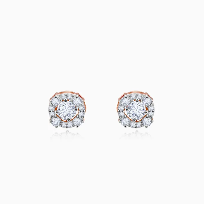 Rose Gold Spring Halo Lab Grown Diamond Earrings