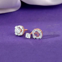 Rose Gold Spring Halo Lab Grown Diamond Earrings