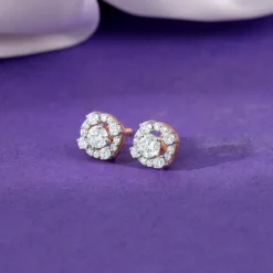 Rose Gold Spring Halo Lab Grown Diamond Earrings