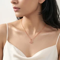 Rose Gold Starlit Clover Pendant with Link Chain