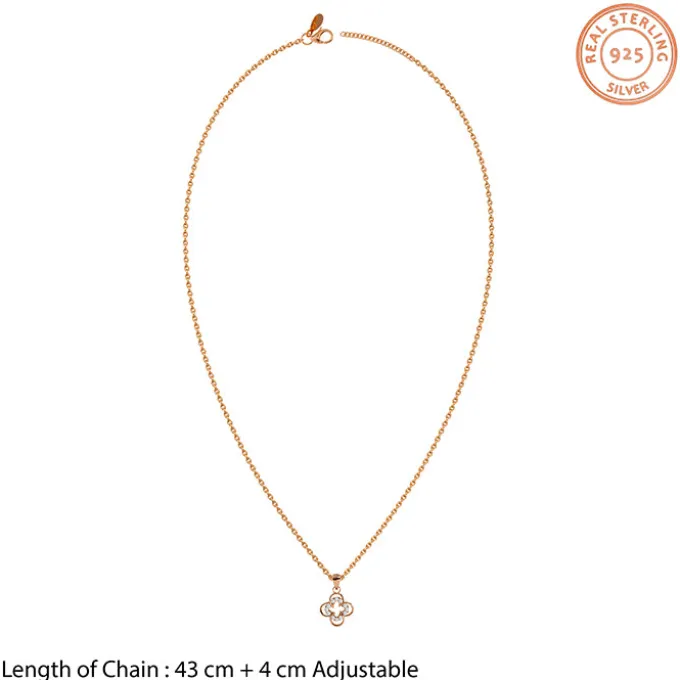 Rose Gold Starlit Clover Pendant with Link Chain