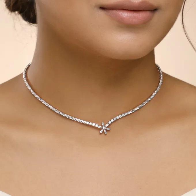 Rose Gold Starry Choker Tennis Necklace