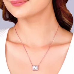 Rose Gold Studded Baguette Necklace