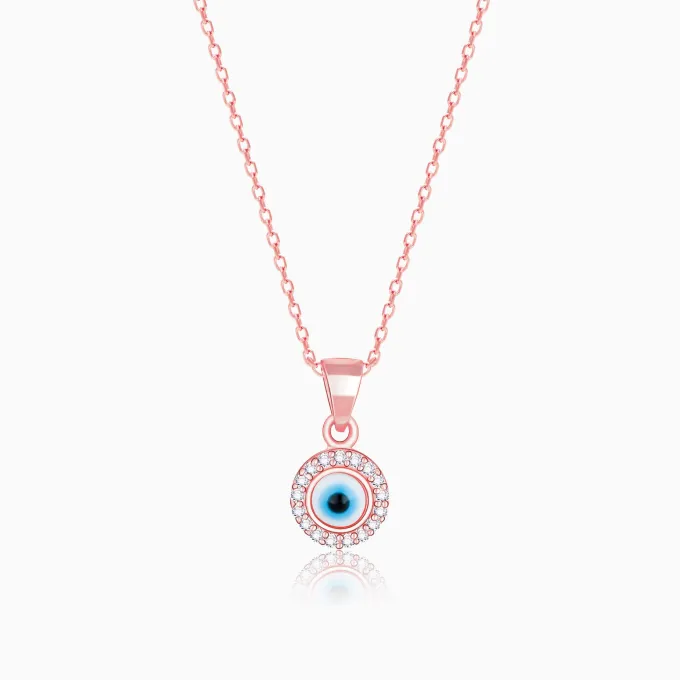 Rose Gold Studded Evil Eye Pendant