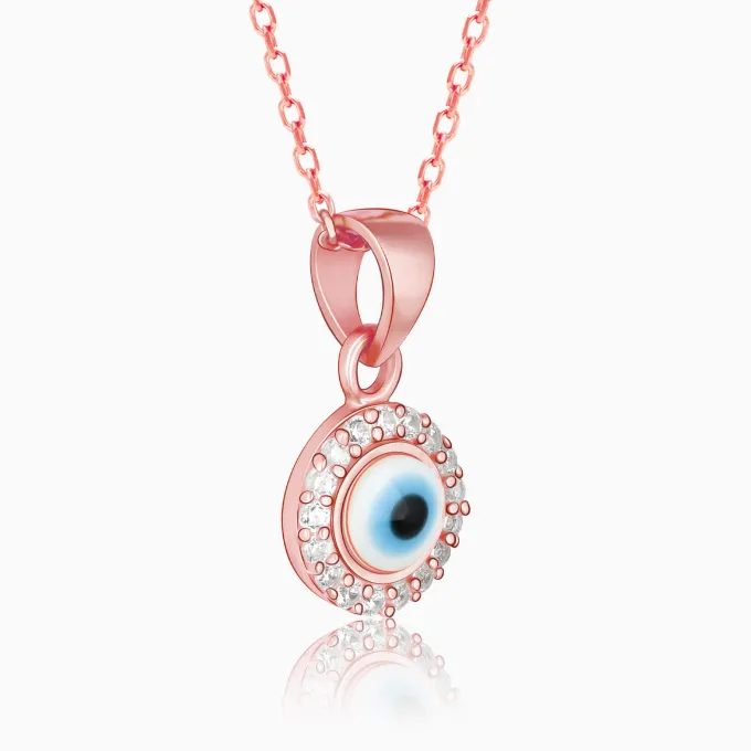Rose Gold Studded Evil Eye Pendant