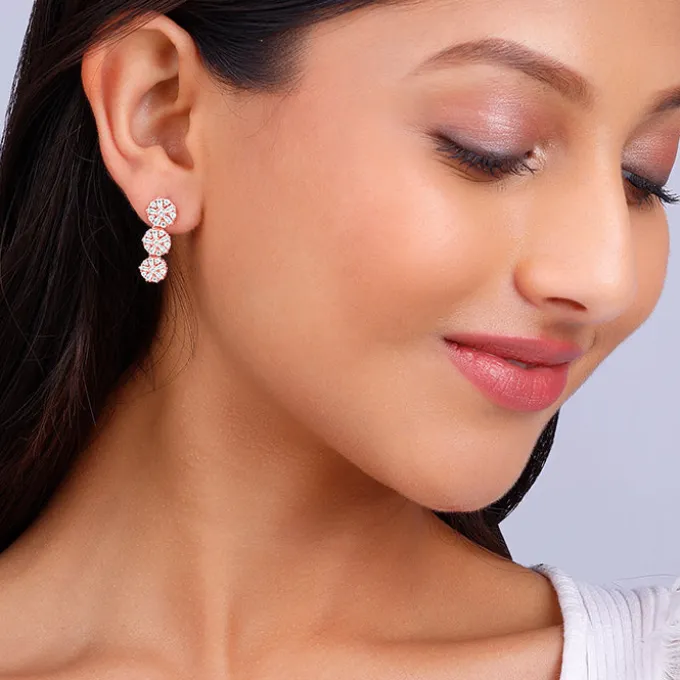 Rose Gold Studded Flower Earrings