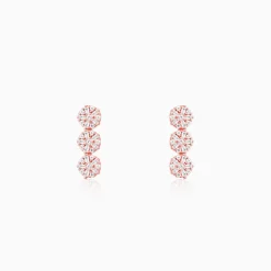 Rose Gold Studded Flower Earrings