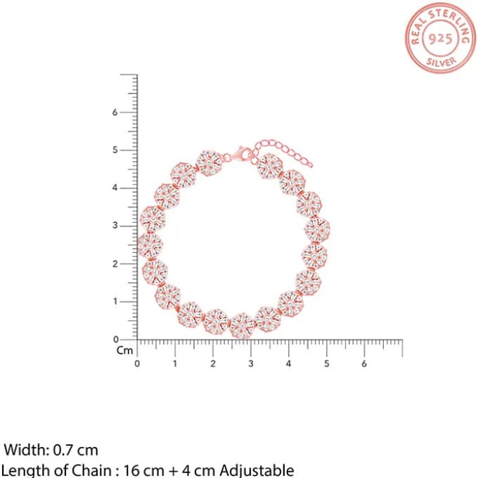 Rose Gold Studded Flower Bracelet