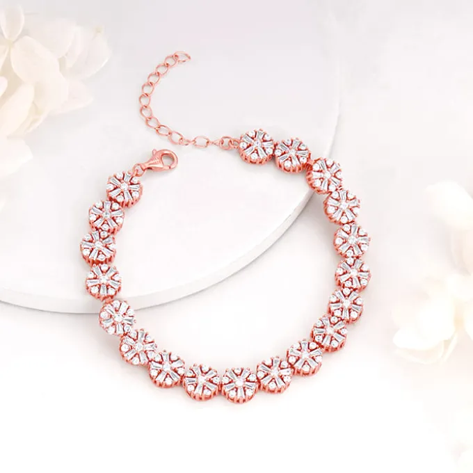 Rose Gold Studded Flower Bracelet