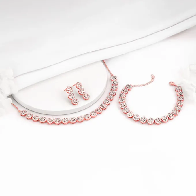 Rose Gold Studded Flower Set of Three