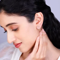 Rose Gold Studded Heart Earrings