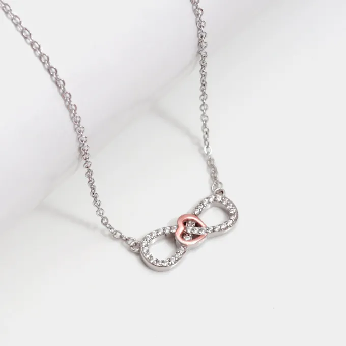 Rose Gold Studded Infinity Heart Pendant