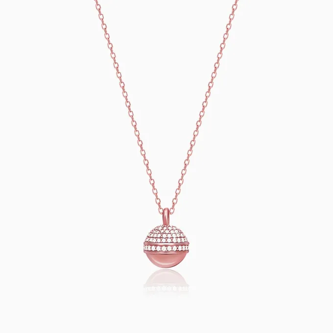 Rose Gold Studded Trinket Pendant With Link Chain