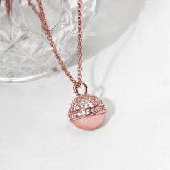 Rose Gold Studded Trinket Pendant With Link Chain