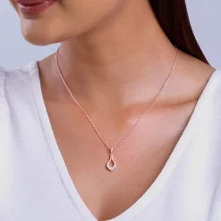 Rose Gold Stylish Drop Pendants With Link Chain