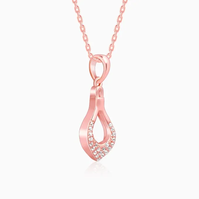 Rose Gold Stylish Drop Pendants With Link Chain