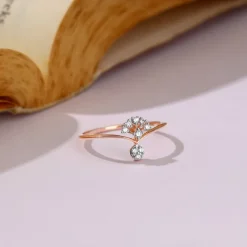 Rose Gold Sun Dangler Diamond Ring
