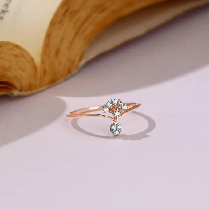 Rose Gold Sun Dangler Diamond Ring
