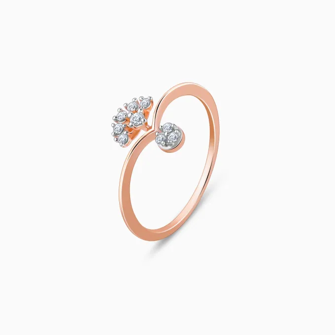 Rose Gold Sun Dangler Diamond Ring