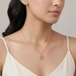 Rose gold Sunpetal Filigree Pendant With Link Chain