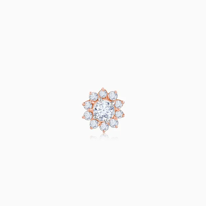 Rose Gold Sunstar Lab Grown Diamond Nose Pin