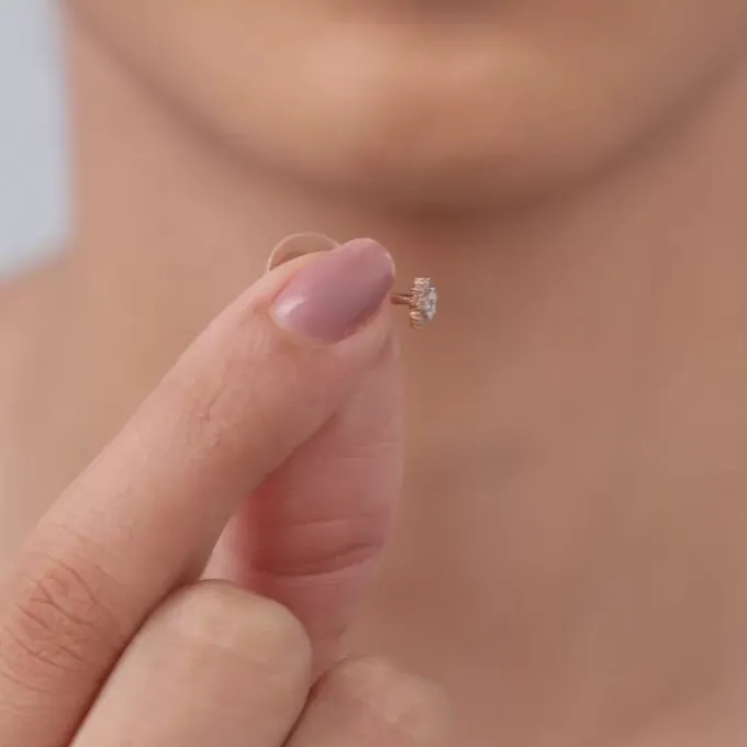 Rose Gold Sunstar Lab Grown Diamond Nose Pin