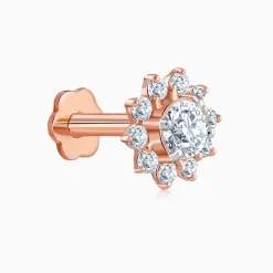 Rose Gold Sunstar Lab Grown Diamond Nose Pin