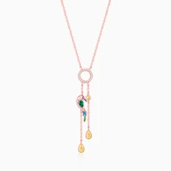 Rose Gold Swinging Bird Pendant with Link Chain
