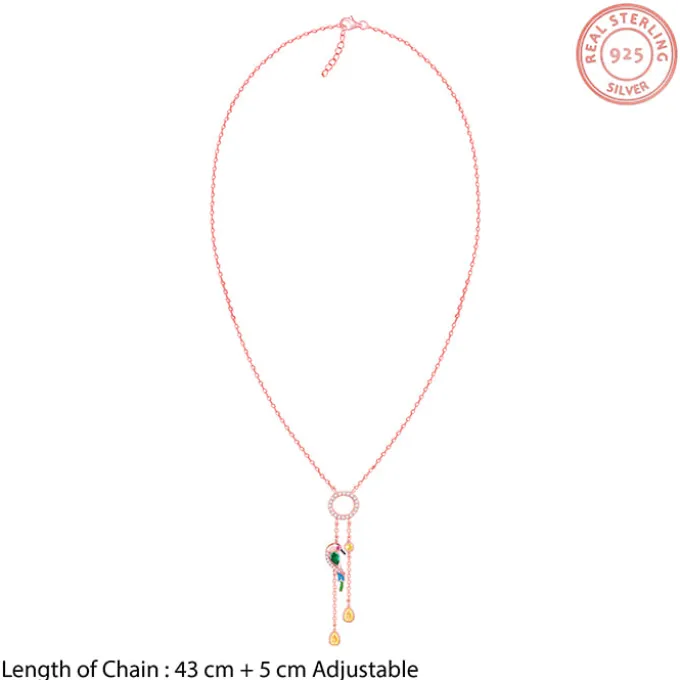 Rose Gold Swinging Bird Pendant with Link Chain