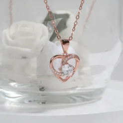 Rose Gold Swirl Heart Pendant with Link Chain