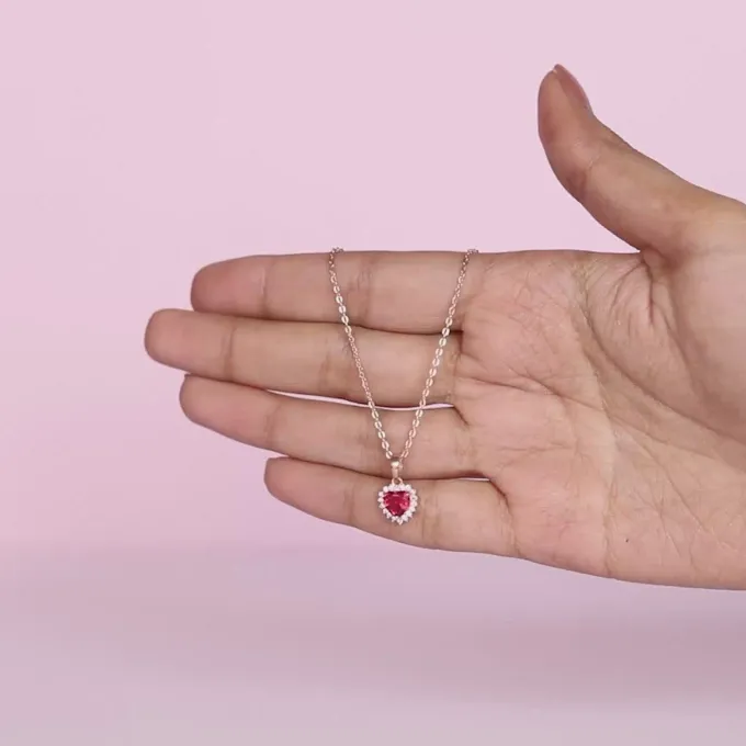 Rose Gold Take Me to Your Heart Pendant With Link Chain