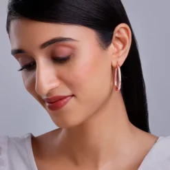 Rose Gold Tapered Hoop Earrings