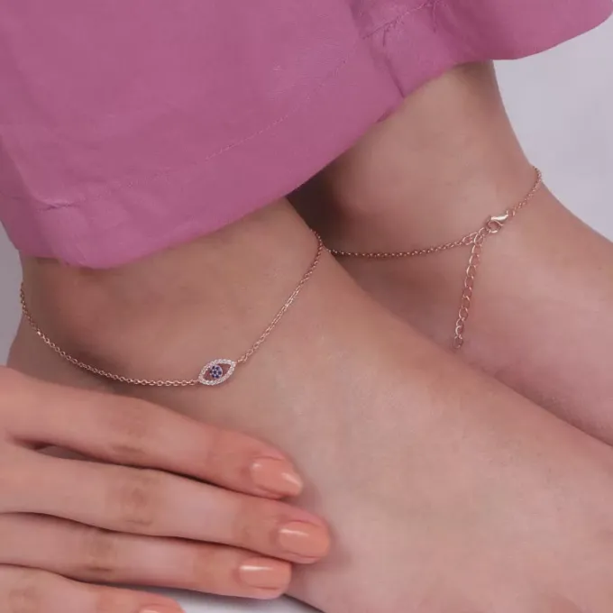 Rose Gold The Evil Eye Anklet