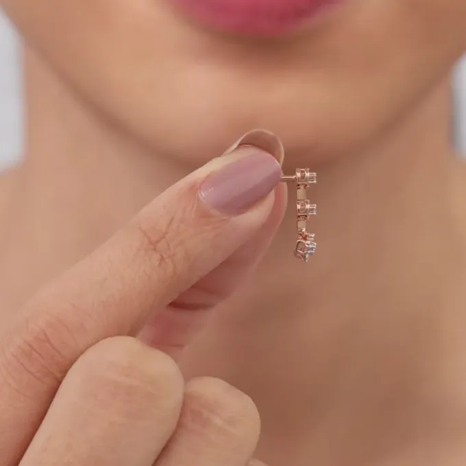 Rose Gold Three Graces Lab Grown Diamond Earrings