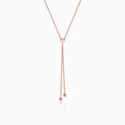 Rose Gold Three Hearts Lariat Necklace