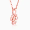 Rose Gold Three Leaf Clover Pendant With Link Chain