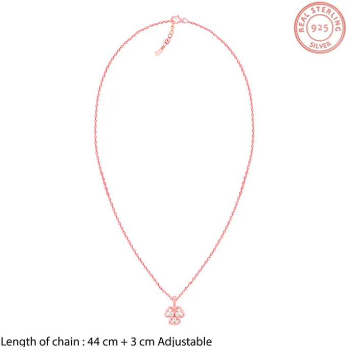 Rose Gold Three Leaf Clover Pendant With Link Chain