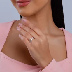 Rose Gold Tiara Crown Lab Grown Diamond Ring